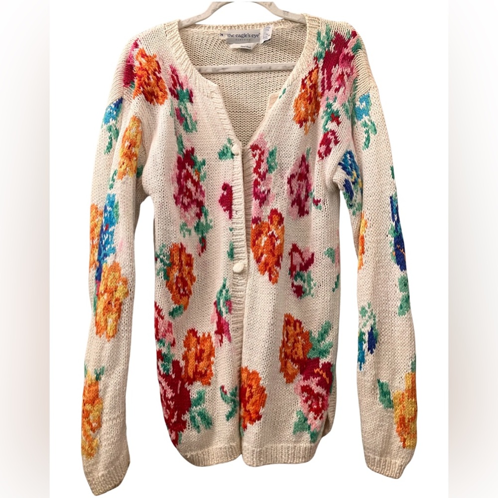 VINTAGE The Eagles Eye Classics Hand Knit Cardigan Floral